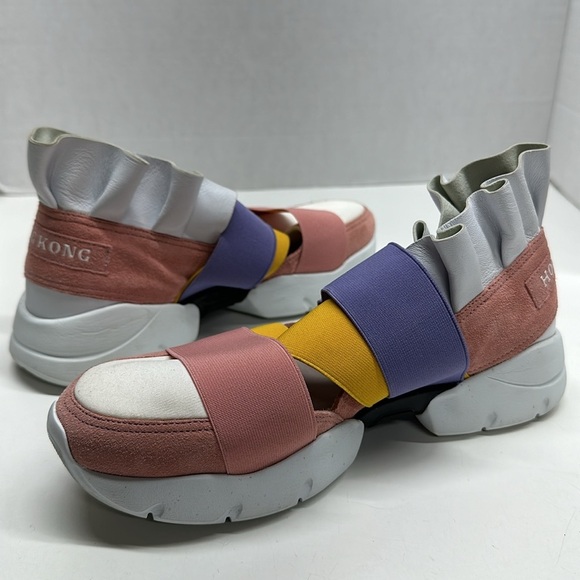 Emilio Puccii Sneakers City Up Trainer Shoes Ruffle Mesh Suede Colorblock 37 - Picture 6 of 12